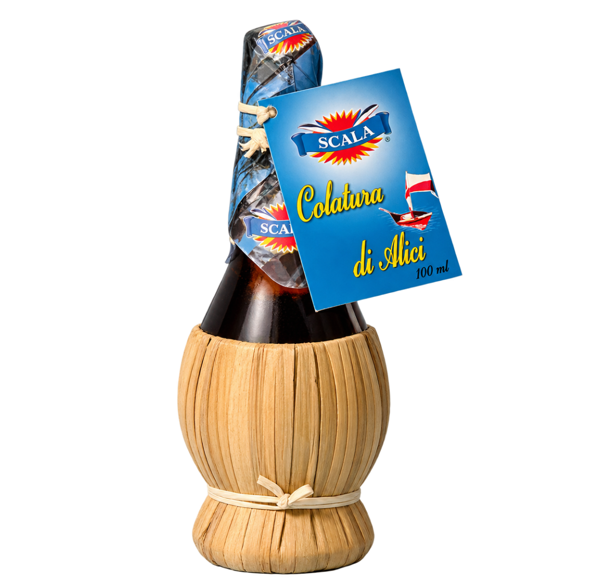 kleines Fläschchen mit Colatura Fischsauce, Garum